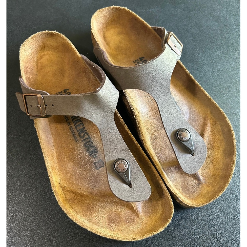 Birkenstock Gizeh Sandals Women 40 Mocha Brown Thong Cork Footbed Comfort Shoes